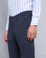 Midnight Navy Blue Stretch Cotton Chinos