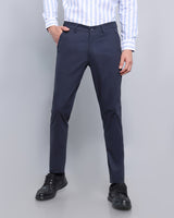 Midnight Navy Blue Stretch Cotton Chinos