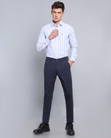 Midnight Navy Blue Stretch Cotton Chinos