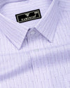 White With Purple Printed Premium Dobby Cotton Shirt