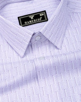 White With Purple Printed Premium Dobby Cotton Shirt