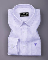 White With Purple Printed Premium Dobby Cotton Shirt