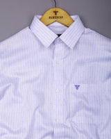White With Purple Printed Premium Dobby Cotton Shirt
