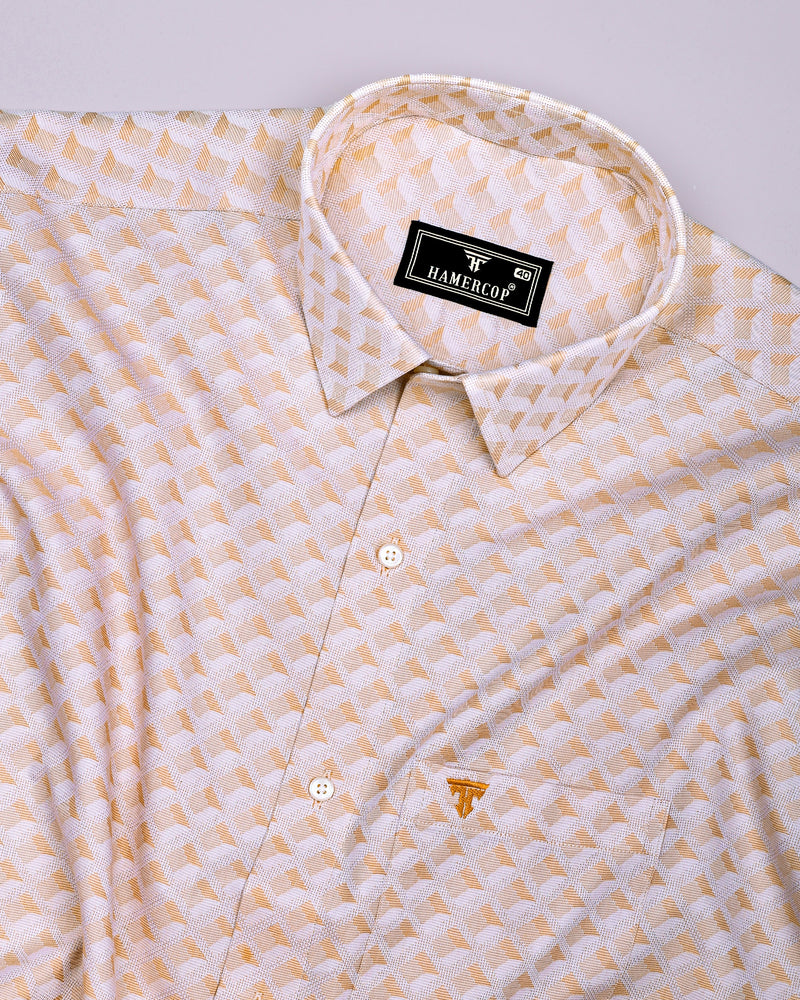 Wheat Cream Jacquard Texture Dobby Cotton Shirt