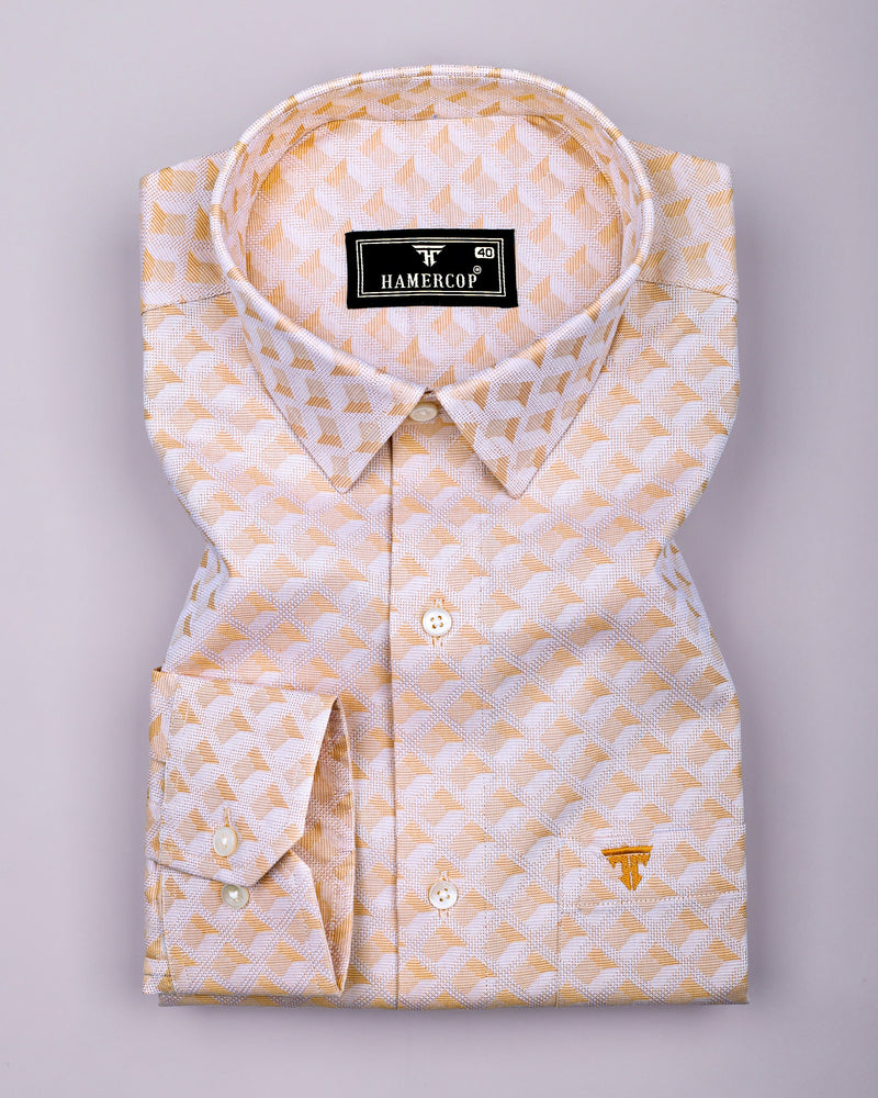 Wheat Cream Jacquard Texture Dobby Cotton Shirt