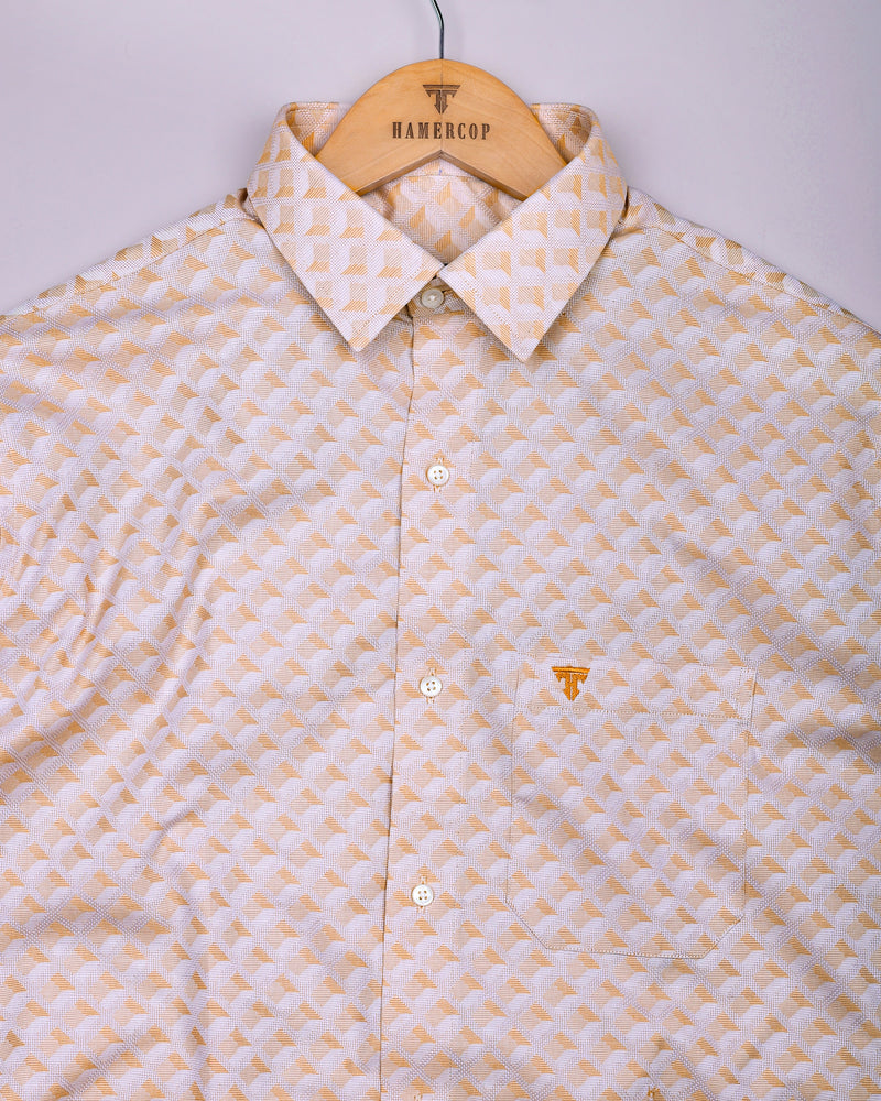 Wheat Cream Jacquard Texture Dobby Cotton Shirt