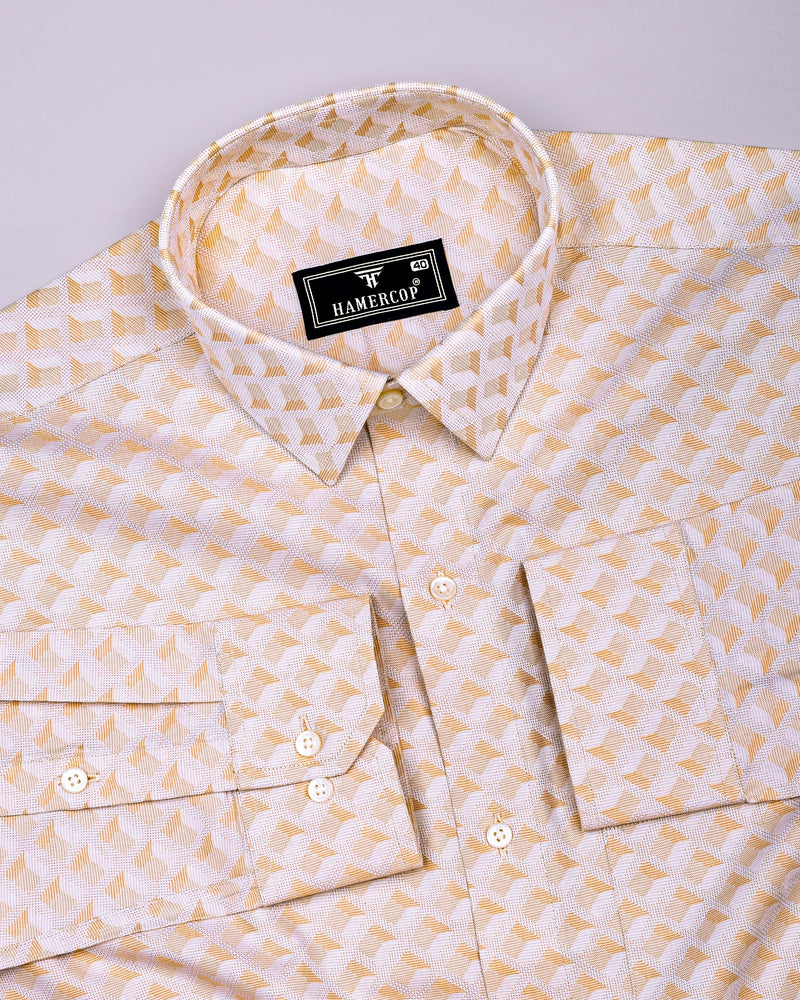 Wheat Cream Jacquard Texture Dobby Cotton Shirt