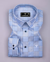 Ruddy Blue With Gray Check Premium Giza Shirt