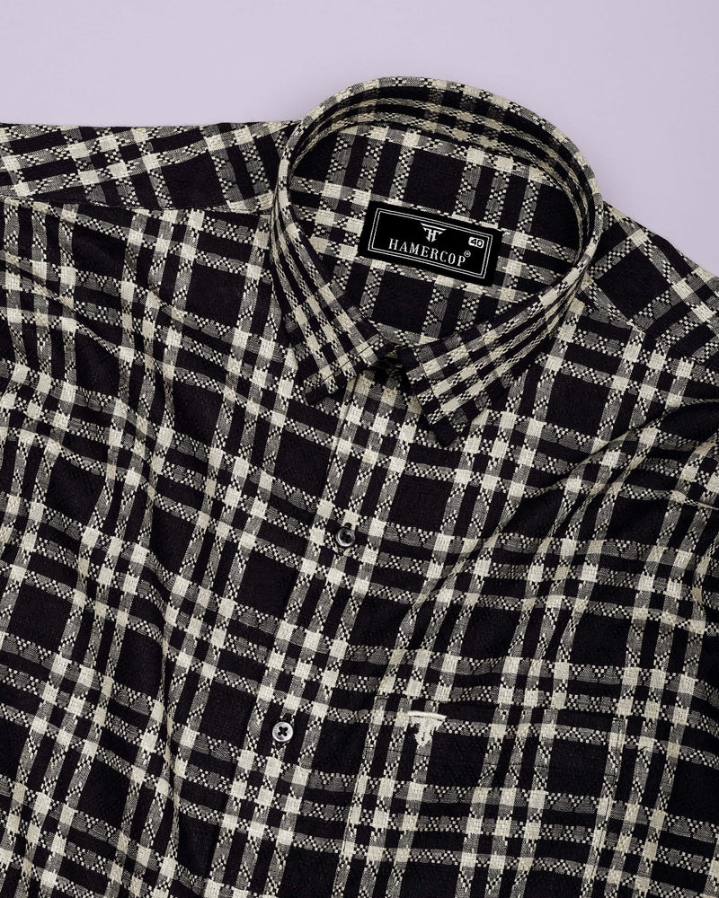 Edina Black With Cream Dobby Check Cotton Shirt