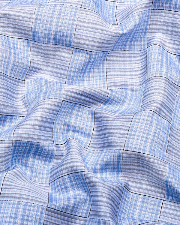 Ruddy Blue With Gray Check Premium Giza Shirt