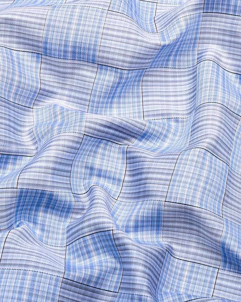 Ruddy Blue With Gray Check Premium Giza Shirt