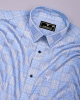 Ruddy Blue With Gray Check Premium Giza Shirt
