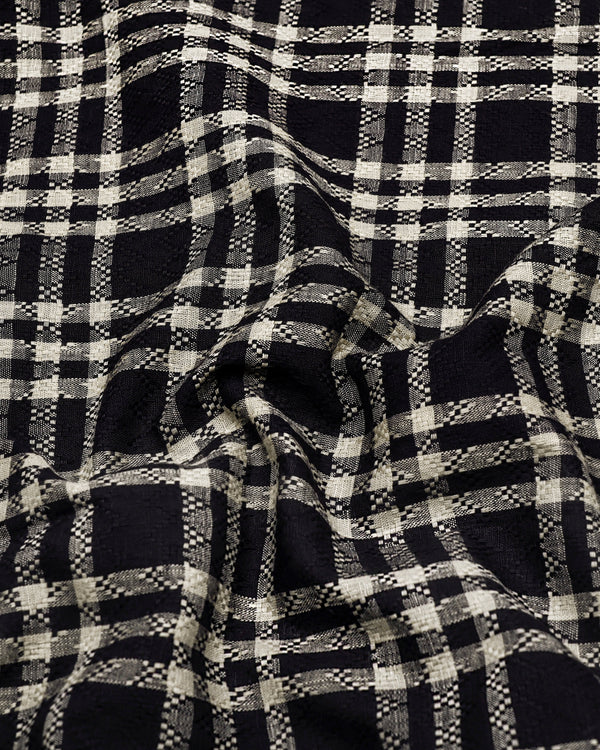 Edina Black With Cream Dobby Check Cotton Shirt