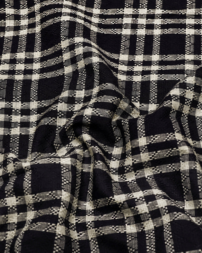 Edina Black With Cream Dobby Check Cotton Shirt