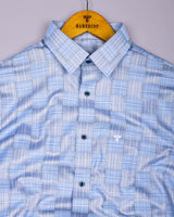 Ruddy Blue With Gray Check Premium Giza Shirt