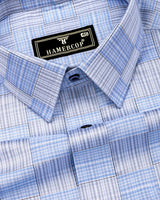 Ruddy Blue With Gray Check Premium Giza Shirt