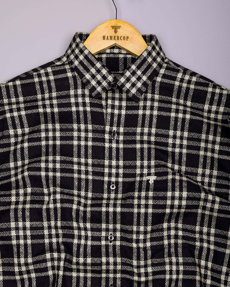 Edina Black With Cream Dobby Check Cotton Shirt