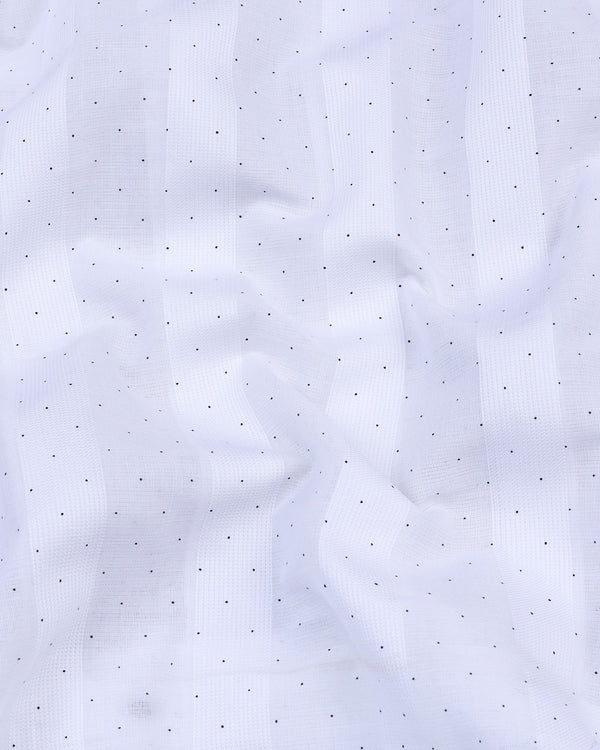 White Weft Stripe With Black Dotted Premium Dobby Cotton Shirt