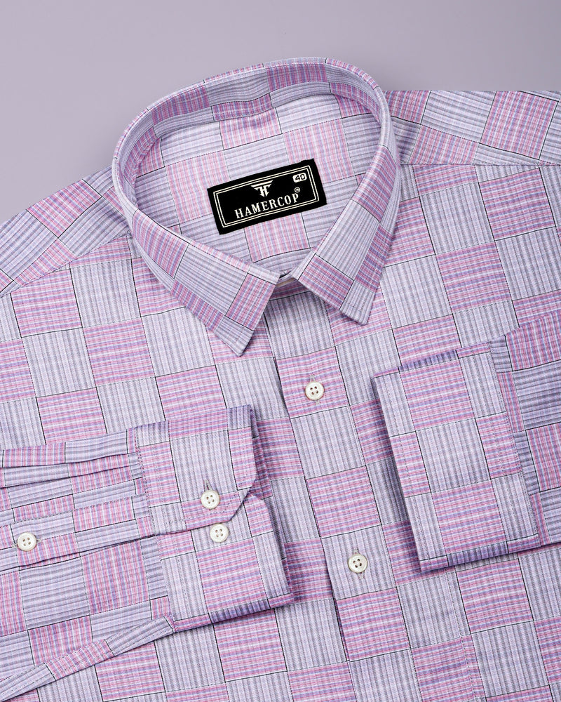 Ruddy Pink With Gray Check Premium Giza Shirt