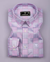 Ruddy Pink With Gray Check Premium Giza Shirt