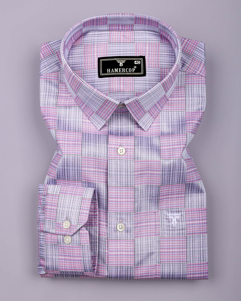 Ruddy Pink With Gray Check Premium Giza Shirt
