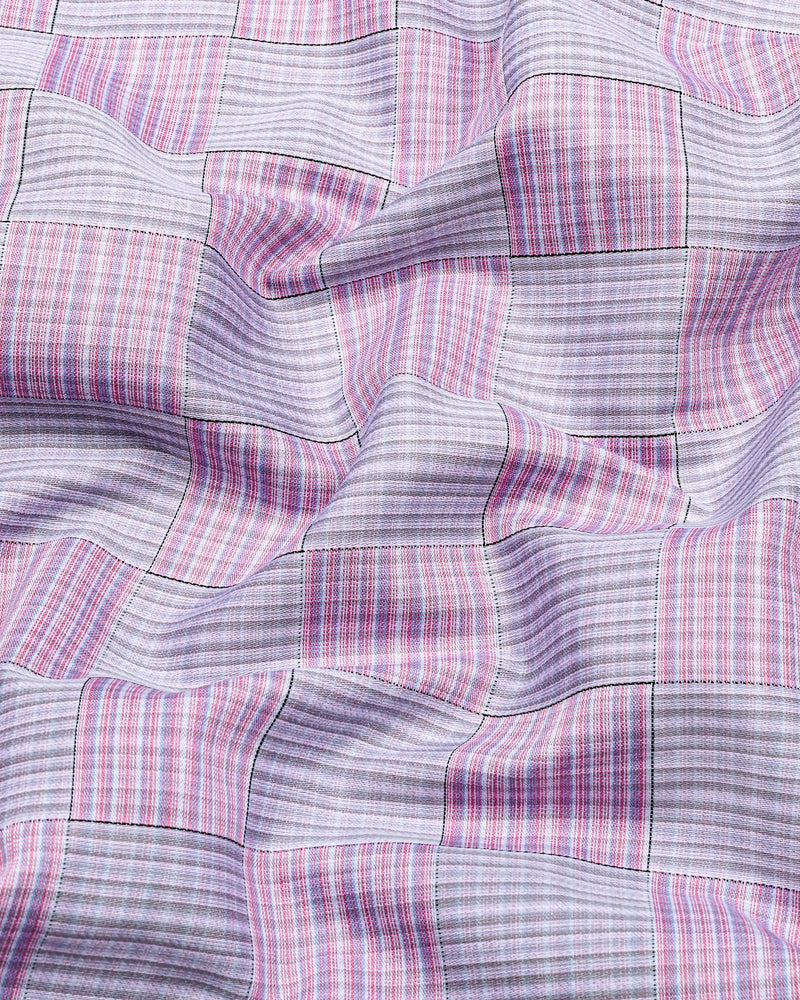 Ruddy Pink With Gray Check Premium Giza Shirt