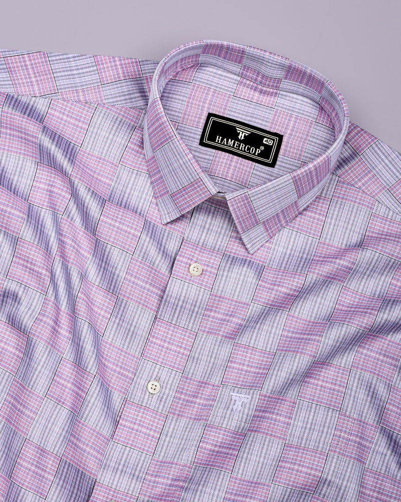 Ruddy Pink With Gray Check Premium Giza Shirt