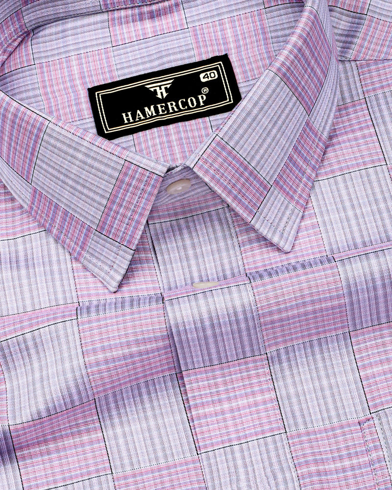 Ruddy Pink With Gray Check Premium Giza Shirt