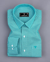 Lolo Rama Green With White Small Check Oxford Cotton Shirt