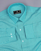 Lolo Rama Green With White Small Check Oxford Cotton Shirt