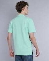 Seafoam Green With Peacock Blue Pique Pima Designer T-Shirt
