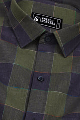 Green With Grey Check Cotton Shirt