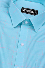 Arctic Blue With Pink Mini Check Shirt
