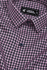 Baby Pink With Black Check Cotton shirt