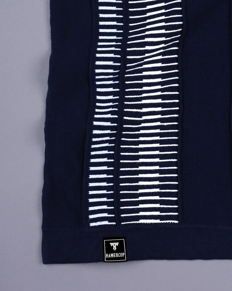 Infra NavyBlue Knitted Cotton Designer T-Shirt