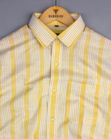 Unix Yellow With White University Stripe Linen Cotton Shirt