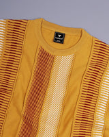 Infra Mustard Yellow Knitted Cotton Designer T-Shirt