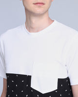 Black With White Lightning Bolt Printed Pique Pima Designer T-Shirt