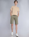 Olive Green Stretch Cotton Shorts