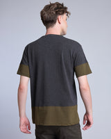 Metal Black With Moss Green Pique Pima Designer T-Shirt