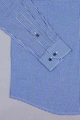 Cobalt blue with white pin check cotton shirt