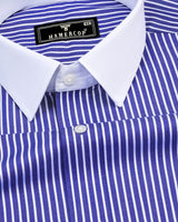Scamp Blue With White Vintage Stripe Designer Cotton Shirt
