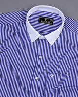 Scamp Blue With White Vintage Stripe Designer Cotton Shirt