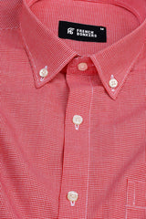 Valvety red with white mini micro check  cotton shirt
