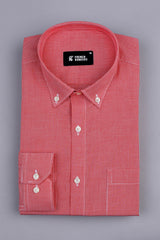 Valvety red with white mini micro check  cotton shirt
