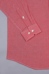 Valvety red with white mini micro check  cotton shirt