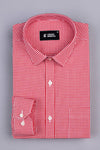 Red carpet on snow white pin check  cotton shirt