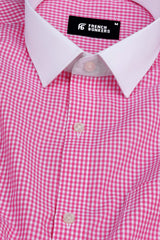 Barbie pink with white pin check  cotton shirt