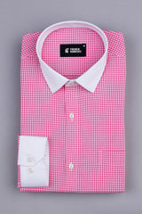 Barbie pink with white pin check  cotton shirt