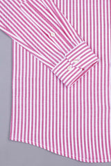 Bubblegum pink with white oxford bengal stripe shirt
